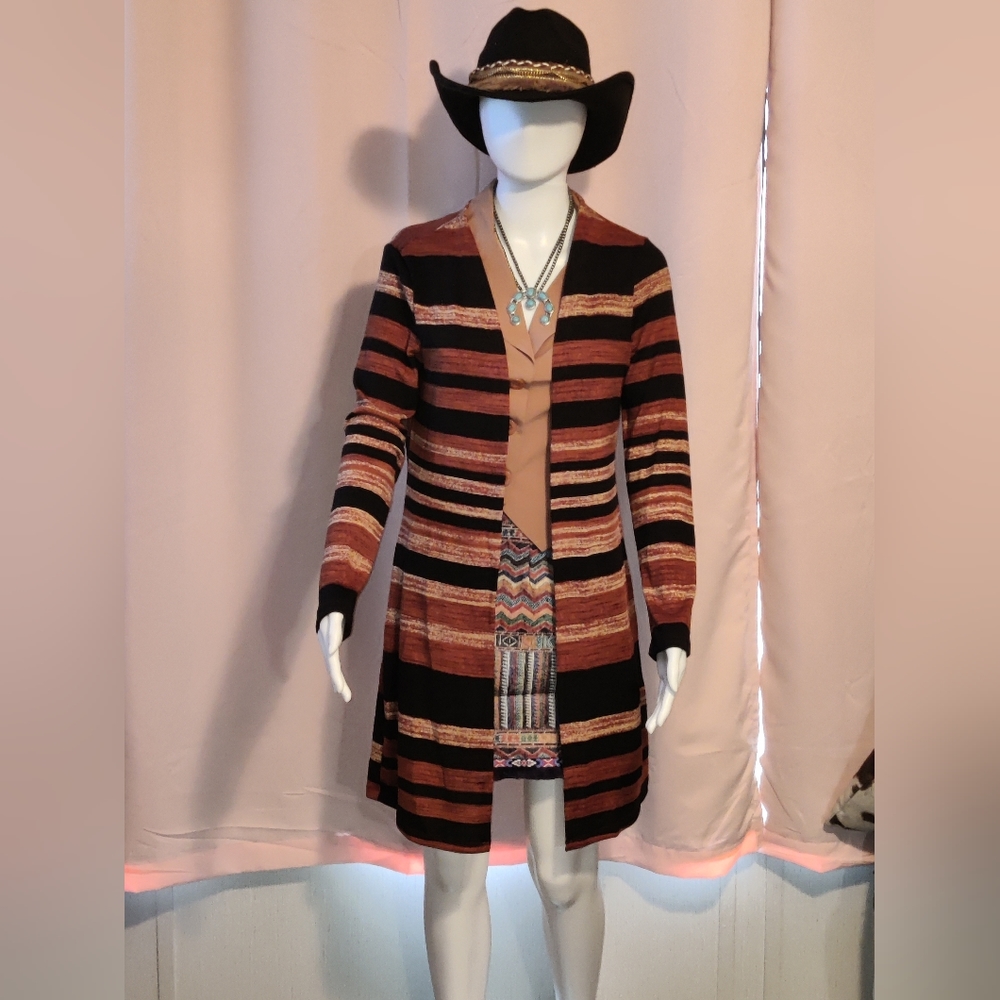 ####NWT-UPC Open Front Striped Print Cardigan - Picture 4 of 4